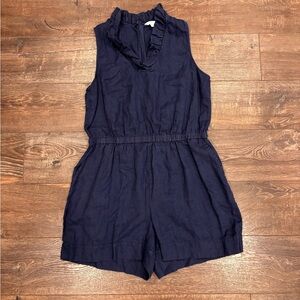 Crown and Ivy 100% Linen Navy Blue Romper Sleeveless